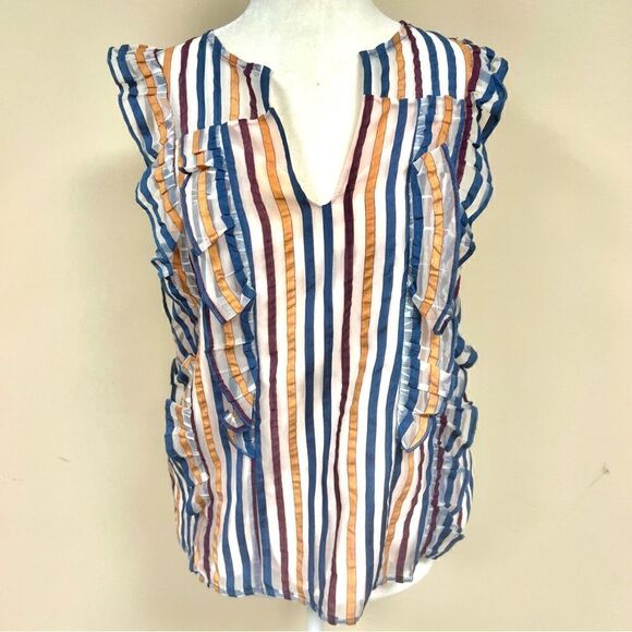 Anthropologie Maeve Elisabetta ruffled striped top Sz 4 - Picture 3 of 8